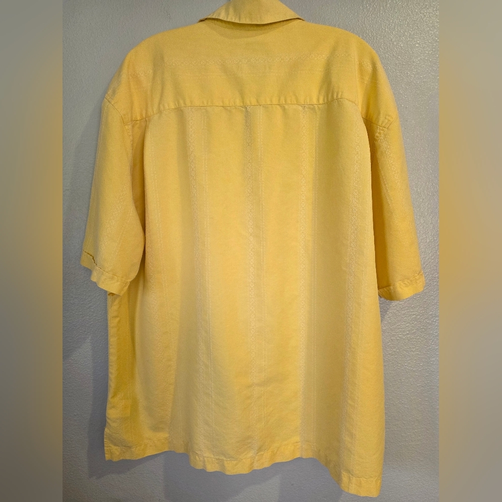 Set Of 2 Mens Jamaica Jaxx Dress Shirts 100% Silk Yellow & Cream XXL - Picture 3 of 13